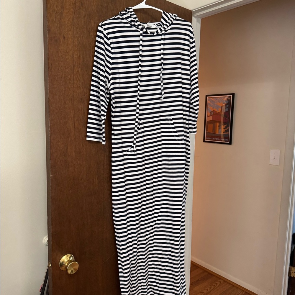 MISSKY Women's Casual Pocket Slim Pullover Maxi Hoodie Dress - Picture 3 of 5